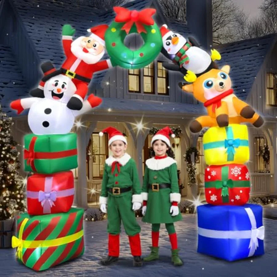 8Ft Christmas Inflatable Archway Santa Snowman Reindeer LED