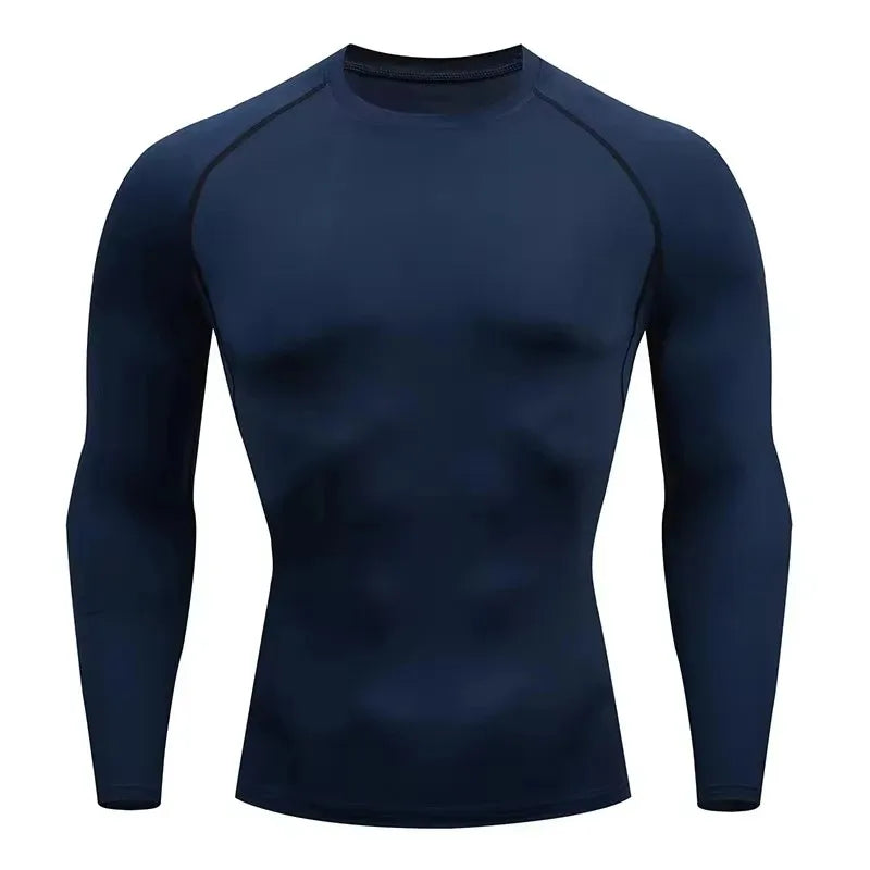 Men 2025 Long Sleeve Turtleneck Compression Rash Guard Base Layer Shirt