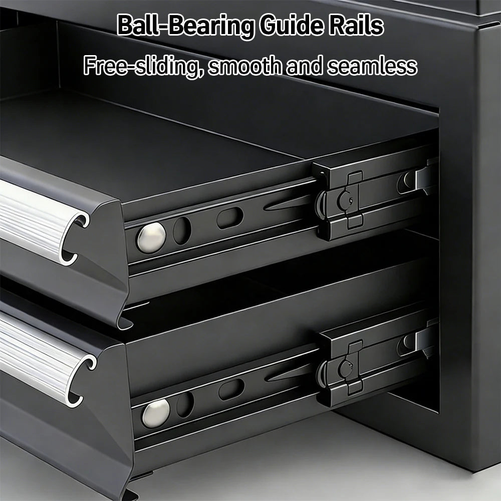 Two Layer Metal Tool Box Chest With Drawers And Ball Bearing Slides For Garage