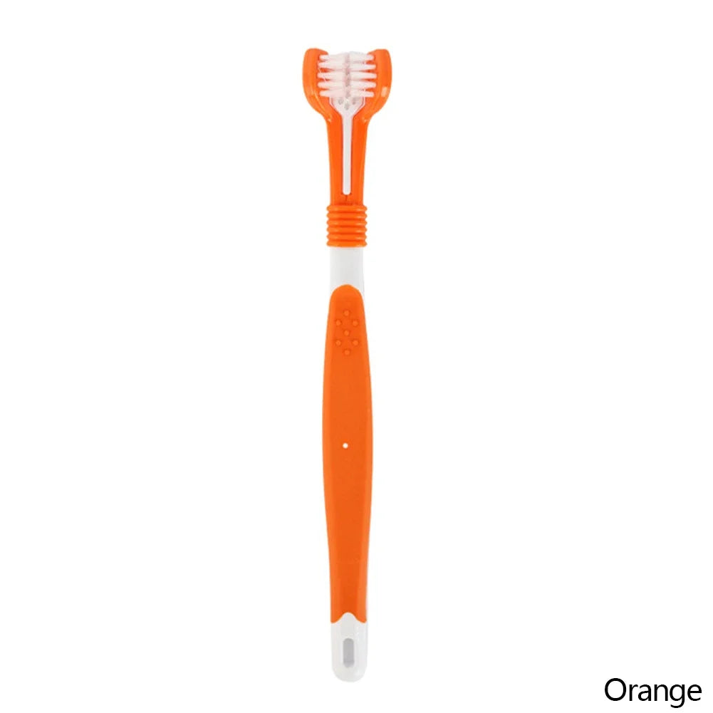 Three Sided Pet Toothbrush Three-Head Cleaning Tool for Dogs and Cats