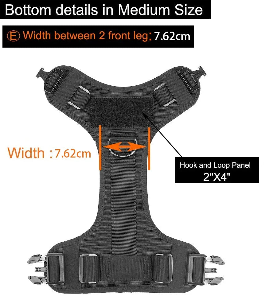 Tactical Dog Harness Leash Metal Buckle MOLLE Vest K9 Training