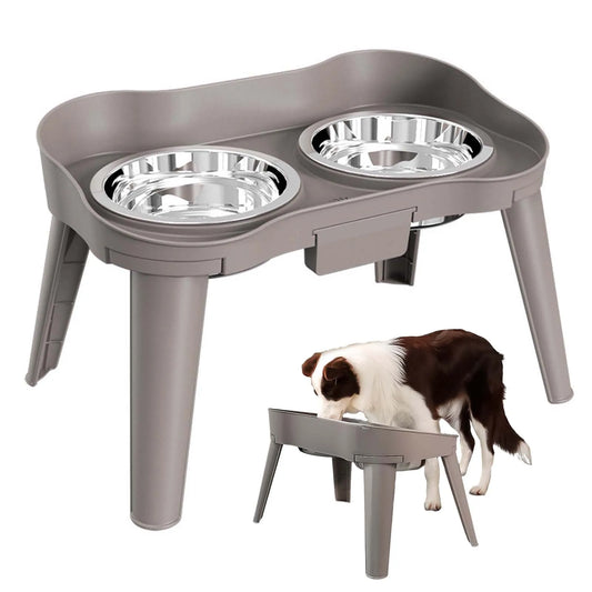 Raised Stand Elevated Dog Feeder Non-Slip No Spill Design Bowl