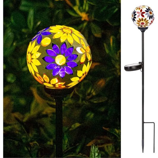 Solar Garden Lights Mosaic LED Stake Lights Waterproof Outdoor Decor for Lawn Patio Yard 1 Pack