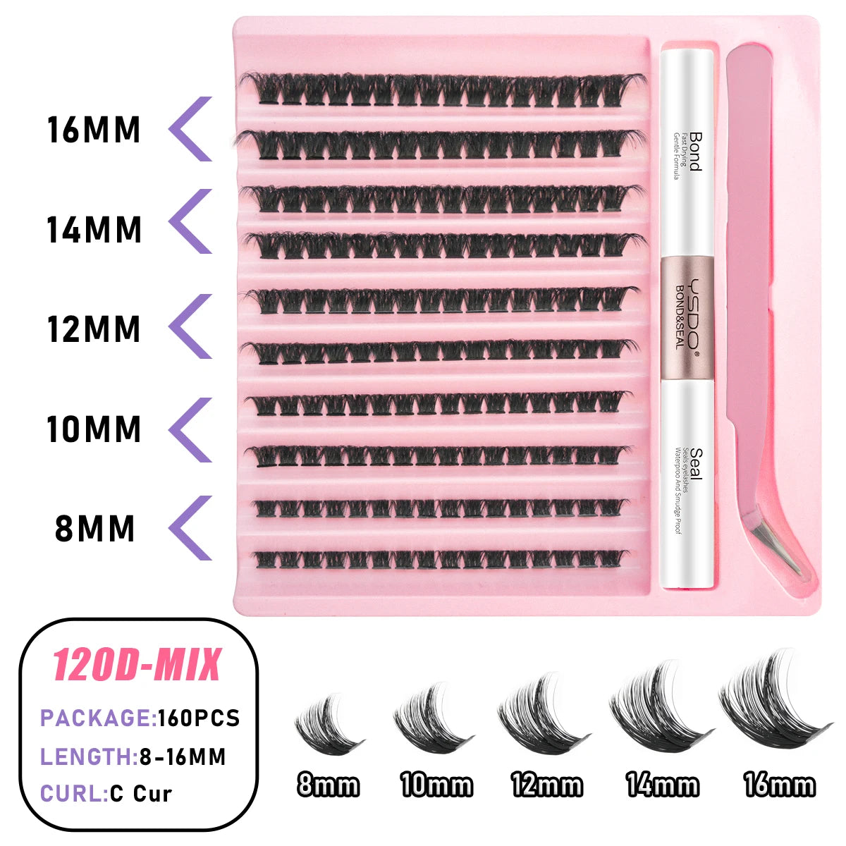 Lash Clusters Set DIY Lashes Extension Kit 5-16mm Clusters