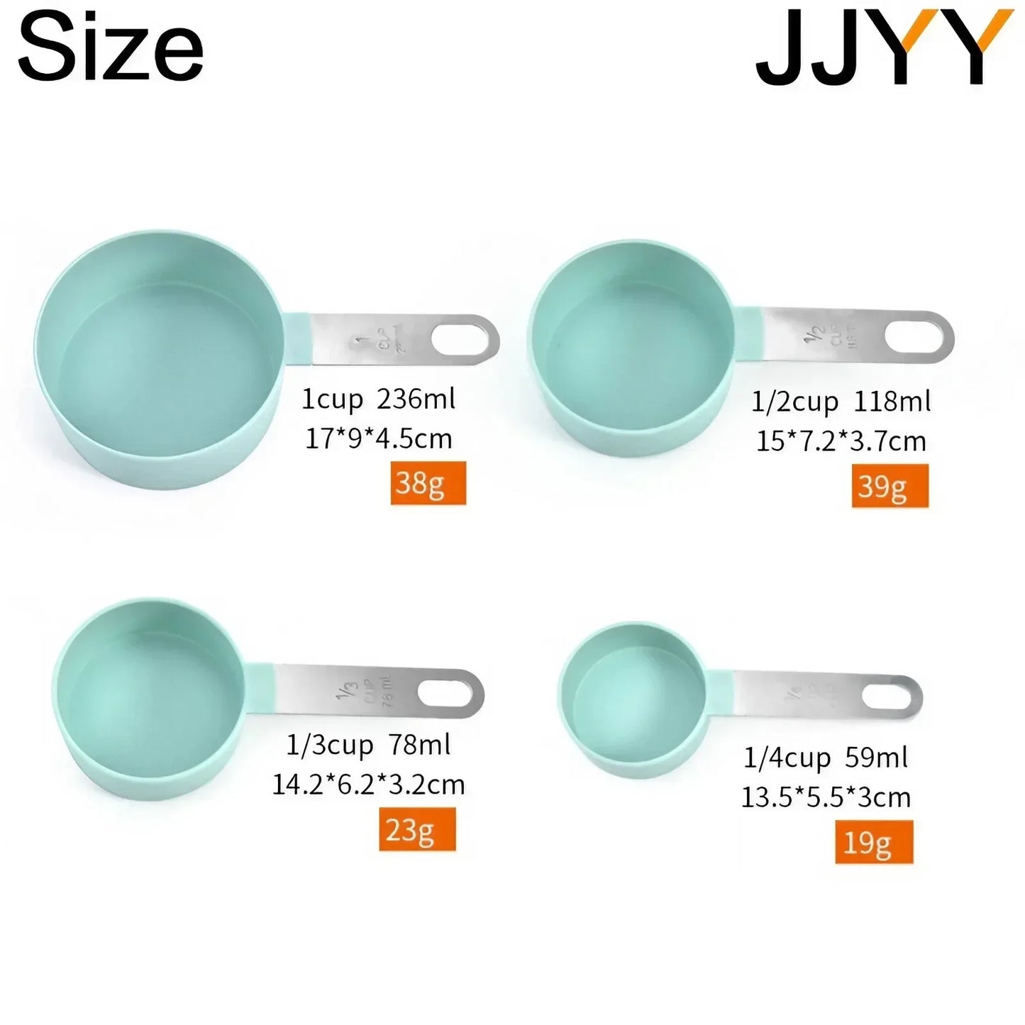 4PCS/Set Multi-Purpose Measuring Cups Stainless Steel Spoons